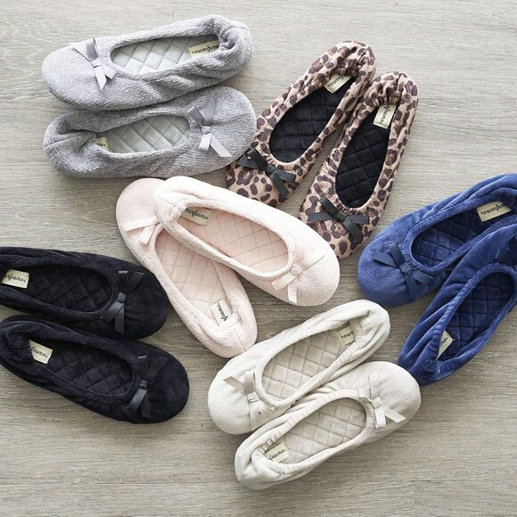 Trendy Women's Layla Ballerina Slippers with Soft Bow & Suede Sole, Size 11-12 - Picture 3 of 6